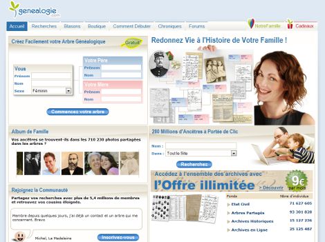Capture d'écran du site Genealogie.com. Capture d'écran du site Genealogie.com.
