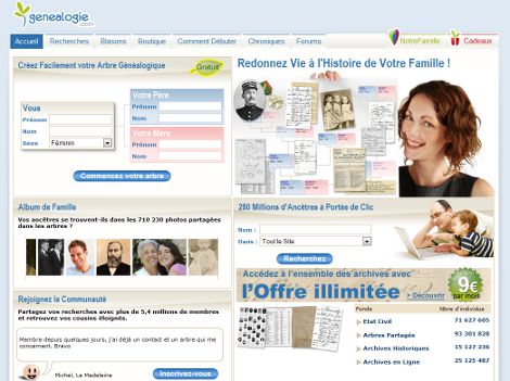 Capture d'cran du site Genealogie.com.